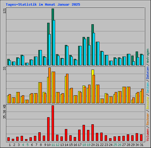 Tages-Statistik im Monat Januar 2025